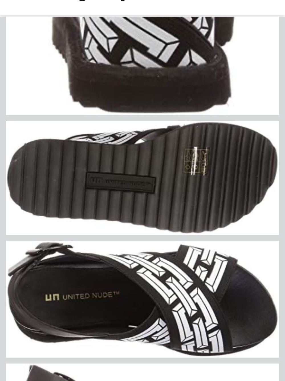 United Nude Black Platform Sandals with White Chain-Print Straps - Picture 5 of 17